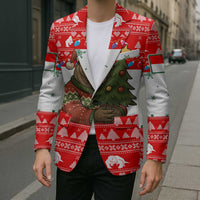 Indonesia Christmas Blazer with Komodo Dragon Santa Hat Christmas Tree and Red White Holiday - Wonder Print Shop