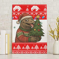 Indonesia Christmas Canvas Wall Art with Komodo Dragon Santa Hat Christmas Tree and Red White Holiday - Wonder Print Shop