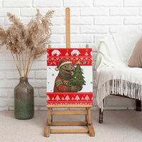 Indonesia Christmas Canvas Wall Art with Komodo Dragon Santa Hat Christmas Tree and Red White Holiday - Wonder Print Shop