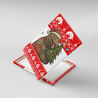 Indonesia Christmas Canvas Wall Art with Komodo Dragon Santa Hat Christmas Tree and Red White Holiday - Wonder Print Shop