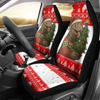 Indonesia Christmas Car Seat Cover with Komodo Dragon Santa Hat Christmas Tree and Red White Holiday - Wonder Print Shop