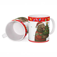 Indonesia Christmas Ceramic Mug with Komodo Dragon Santa Hat Christmas Tree and Red White Holiday - Wonder Print Shop