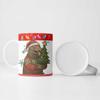 Indonesia Christmas Ceramic Mug with Komodo Dragon Santa Hat Christmas Tree and Red White Holiday - Wonder Print Shop