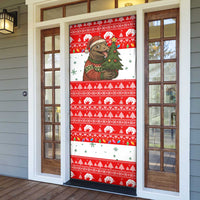 Indonesia Christmas Door Cover with Komodo Dragon Santa Hat Christmas Tree and Red White Holiday - Wonder Print Shop
