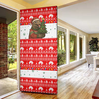 Indonesia Christmas Door Cover with Komodo Dragon Santa Hat Christmas Tree and Red White Holiday - Wonder Print Shop