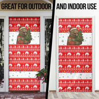 Indonesia Christmas Door Cover with Komodo Dragon Santa Hat Christmas Tree and Red White Holiday - Wonder Print Shop