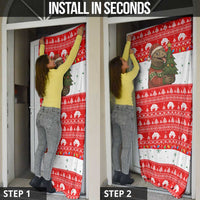 Indonesia Christmas Door Cover with Komodo Dragon Santa Hat Christmas Tree and Red White Holiday - Wonder Print Shop