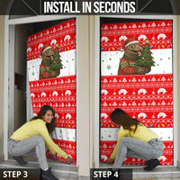 Indonesia Christmas Door Cover with Komodo Dragon Santa Hat Christmas Tree and Red White Holiday - Wonder Print Shop
