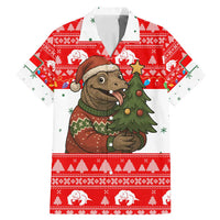 Indonesia Christmas Family Matching Mermaid Dress and Hawaiian Shirt with Komodo Dragon Santa Hat Christmas Tree and Red White Holiday - Wonder Print Shop