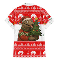 Indonesia Christmas Family Matching Mermaid Dress and Hawaiian Shirt with Komodo Dragon Santa Hat Christmas Tree and Red White Holiday - Wonder Print Shop
