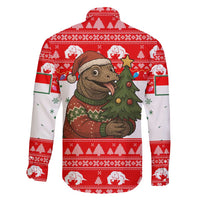 Indonesia Christmas Family Matching Mermaid Dress and Hawaiian Shirt with Komodo Dragon Santa Hat Christmas Tree and Red White Holiday - Wonder Print Shop