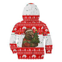 Indonesia Christmas Kid Hoodie with Komodo Dragon Santa Hat Christmas Tree and Red White Holiday - Wonder Print Shop