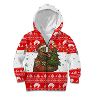 Indonesia Christmas Kid Hoodie with Komodo Dragon Santa Hat Christmas Tree and Red White Holiday - Wonder Print Shop