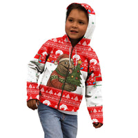Indonesia Christmas Kid Hoodie with Komodo Dragon Santa Hat Christmas Tree and Red White Holiday - Wonder Print Shop