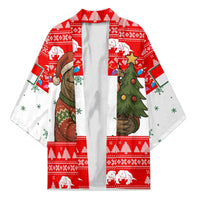 Indonesia Christmas Kimono with Komodo Dragon Santa Hat Christmas Tree and Red White Holiday - Wonder Print Shop