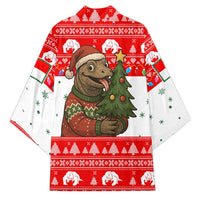 Indonesia Christmas Kimono with Komodo Dragon Santa Hat Christmas Tree and Red White Holiday - Wonder Print Shop