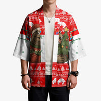 Indonesia Christmas Kimono with Komodo Dragon Santa Hat Christmas Tree and Red White Holiday - Wonder Print Shop