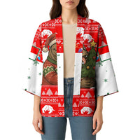 Indonesia Christmas Kimono with Komodo Dragon Santa Hat Christmas Tree and Red White Holiday - Wonder Print Shop