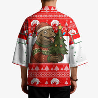 Indonesia Christmas Kimono with Komodo Dragon Santa Hat Christmas Tree and Red White Holiday - Wonder Print Shop