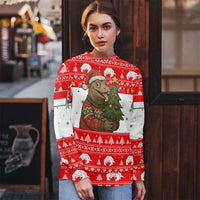 Indonesia Christmas Ugly Christmas Sweater with Komodo Dragon Santa Hat Christmas Tree and Red White Holiday - Wonder Print Shop