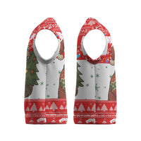 Indonesia Christmas Knitted V-Neck Vest with Komodo Dragon Santa Hat Christmas Tree and Red White Holiday - Wonder Print Shop