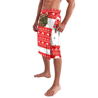 Indonesia Christmas Lavalava with Komodo Dragon Santa Hat Christmas Tree and Red White Holiday - Wonder Print Shop
