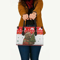Indonesia Christmas Leather Bag with Komodo Dragon Santa Hat Christmas Tree and Red White Holiday - Wonder Print Shop