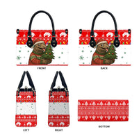 Indonesia Christmas Leather Bag with Komodo Dragon Santa Hat Christmas Tree and Red White Holiday - Wonder Print Shop