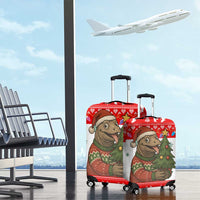 Indonesia Christmas Luggage Cover with Komodo Dragon Santa Hat Christmas Tree and Red White Holiday - Wonder Print Shop