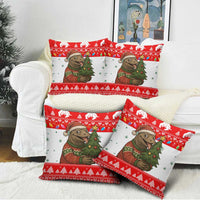 Indonesia Christmas Pillow Cover with Komodo Dragon Santa Hat Christmas Tree and Red White Holiday - Wonder Print Shop
