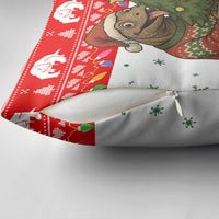 Indonesia Christmas Pillow Cover with Komodo Dragon Santa Hat Christmas Tree and Red White Holiday - Wonder Print Shop