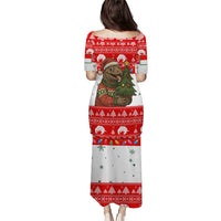 Indonesia Christmas Puletasi with Komodo Dragon Santa Hat Christmas Tree and Red White Holiday - Wonder Print Shop