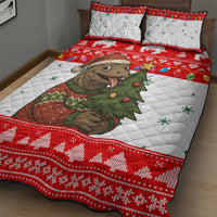 Indonesia Christmas Quilt Bed Set with Komodo Dragon Santa Hat Christmas Tree and Red White Holiday - Wonder Print Shop