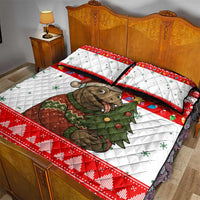 Indonesia Christmas Quilt Bed Set with Komodo Dragon Santa Hat Christmas Tree and Red White Holiday - Wonder Print Shop