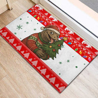 Indonesia Christmas Rubber Doormat with Komodo Dragon Santa Hat Christmas Tree and Red White Holiday - Wonder Print Shop