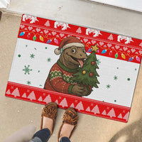 Indonesia Christmas Rubber Doormat with Komodo Dragon Santa Hat Christmas Tree and Red White Holiday - Wonder Print Shop