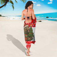 Indonesia Christmas Sarong with Komodo Dragon Santa Hat Christmas Tree and Red White Holiday - Wonder Print Shop