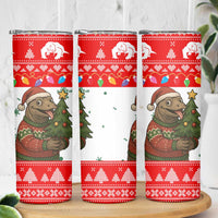Indonesia Christmas Skinny Tumbler with Komodo Dragon Santa Hat Christmas Tree and Red White Holiday - Wonder Print Shop