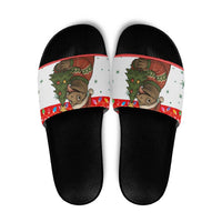 Indonesia Christmas Slide Sandals with Komodo Dragon Santa Hat Christmas Tree and Red White Holiday - Wonder Print Shop