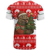 Indonesia Christmas T Shirt with Komodo Dragon Santa Hat Christmas Tree and Red White Holiday - Wonder Print Shop