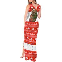 Indonesia Christmas Tank Maxi Dress with Komodo Dragon Santa Hat Christmas Tree and Red White Holiday - Wonder Print Shop