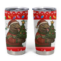 Indonesia Christmas Tumbler Cup with Komodo Dragon Santa Hat Christmas Tree and Red White Holiday - Wonder Print Shop