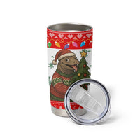 Indonesia Christmas Tumbler Cup with Komodo Dragon Santa Hat Christmas Tree and Red White Holiday - Wonder Print Shop