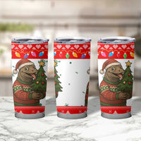 Indonesia Christmas Tumbler Cup with Komodo Dragon Santa Hat Christmas Tree and Red White Holiday - Wonder Print Shop