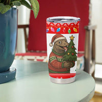 Indonesia Christmas Tumbler Cup with Komodo Dragon Santa Hat Christmas Tree and Red White Holiday - Wonder Print Shop