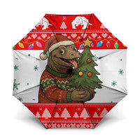 Indonesia Christmas Umbrella with Komodo Dragon Santa Hat Christmas Tree and Red White Holiday - Wonder Print Shop