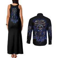 Skull Butterfly Demon - Zero Fck Given Couples Matching Tank Maxi Dress and Long Sleeve Button Shirt - Wonder Print Shop