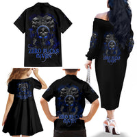 Skull Butterfly Demon - Zero Fck Given Family Matching Off Shoulder Long Sleeve Dress and Hawaiian Shirt - Wonder Print Shop