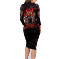 I'm Never Alone Skull Demon Family Matching Long Sleeve Bodycon Dress and Hawaiian Shirt - Wonder Print Shop