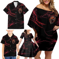 I'm Never Alone Skull Demon Family Matching Off Shoulder Short Dress and Hawaiian Shirt - Wonder Print Shop